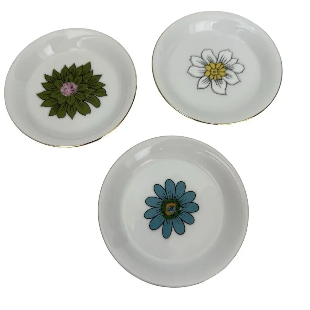 Creative Coasters Vintage Porcelain 70s Funky Floral Ring Dish Trinket Dish MCM - Picture 1 of 7